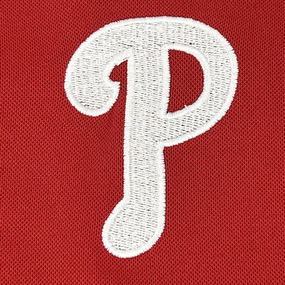 Philadelphia Phillies Majestic Shirt Mens L Red Short Sleeve Polo MLB - Picture 2 of 8